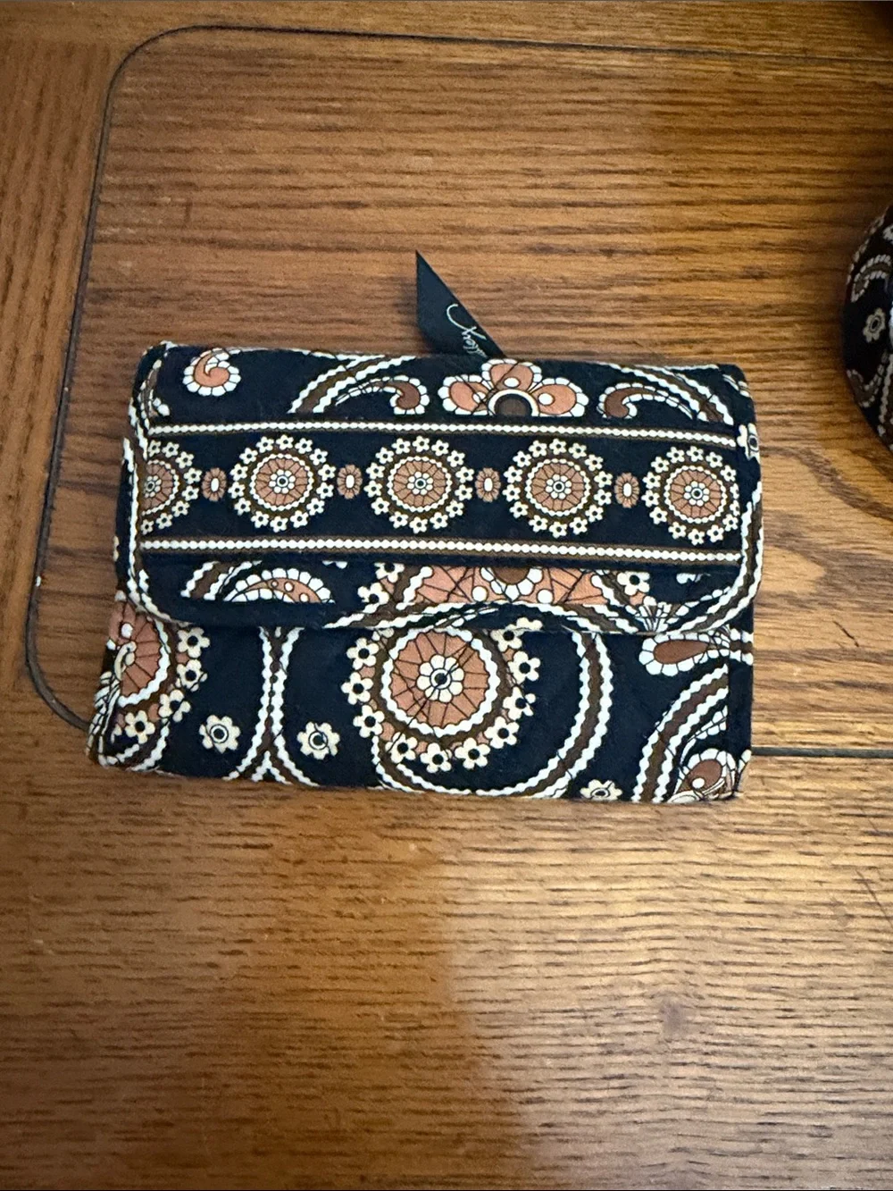 Vera Bradley Black and Gold Paisley Quilted Backpack